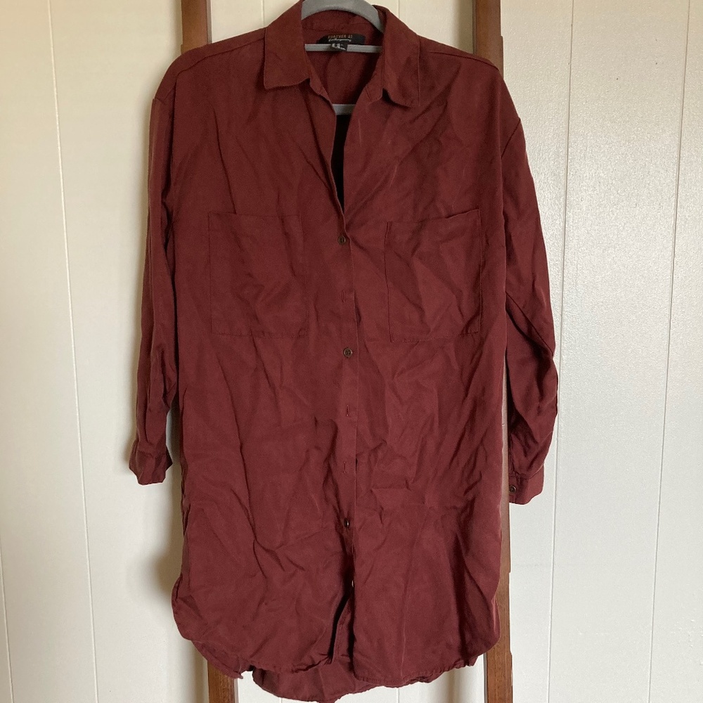 Burgundy Forever 21 Shirt Dress